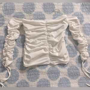 Ruched tube top w/ sleeves